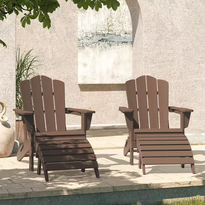 Hyleory HDPE Foldable Outdoor Folding Ottoman Patio Footrest for Adirondack Chairs