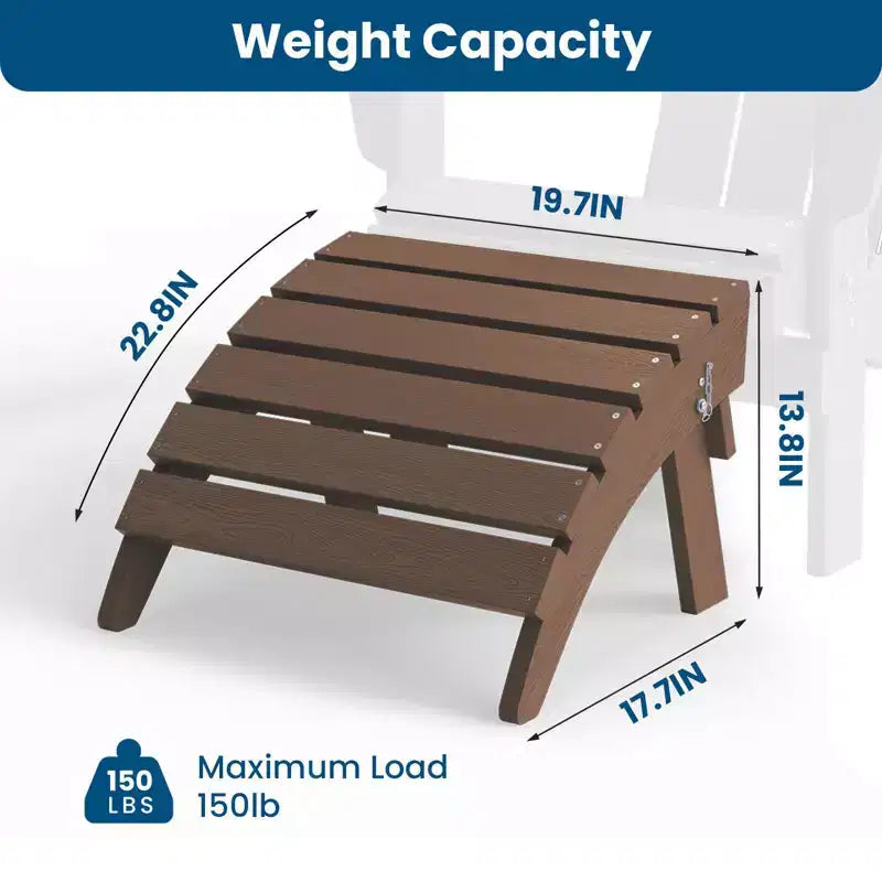 Hyleory HDPE Foldable Outdoor Folding Ottoman Patio Footrest for Adirondack Chairs