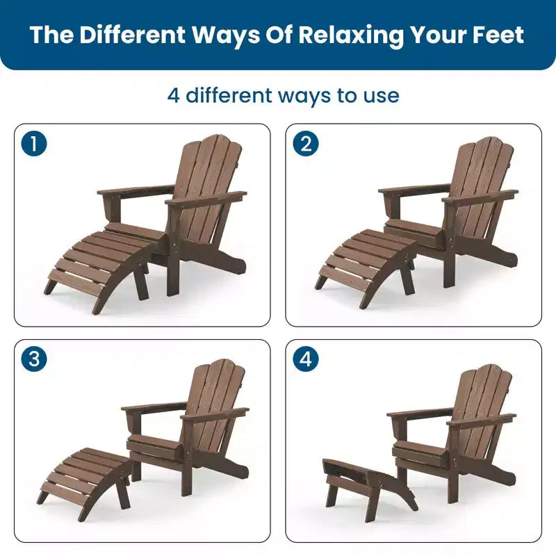 Hyleory HDPE Foldable Outdoor Folding Ottoman Patio Footrest for Adirondack Chairs