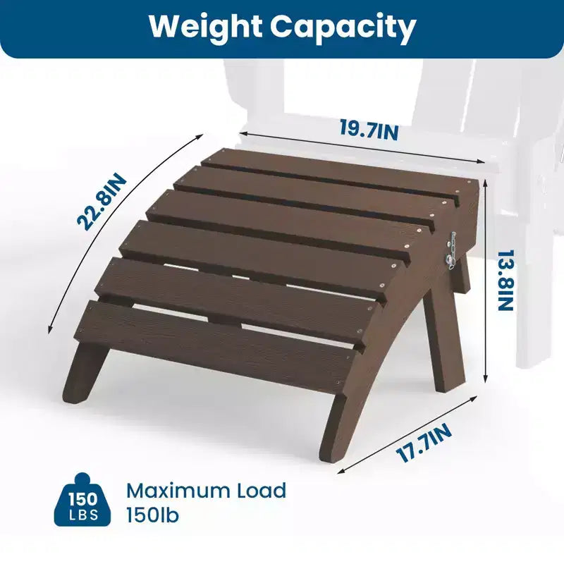 Hyleory HDPE Foldable Outdoor Folding Ottoman Patio Footrest for Adirondack Chairs