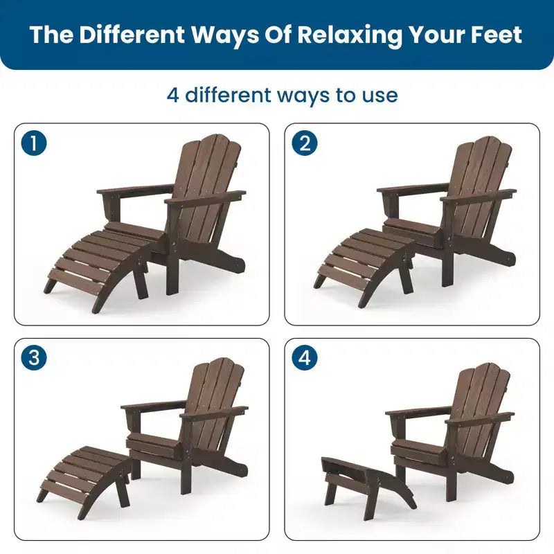 Hyleory HDPE Foldable Outdoor Folding Ottoman Patio Footrest for Adirondack Chairs