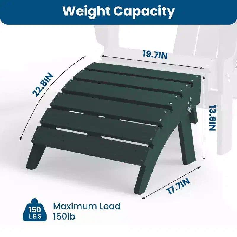 Hyleory HDPE Foldable Outdoor Folding Ottoman Patio Footrest for Adirondack Chairs