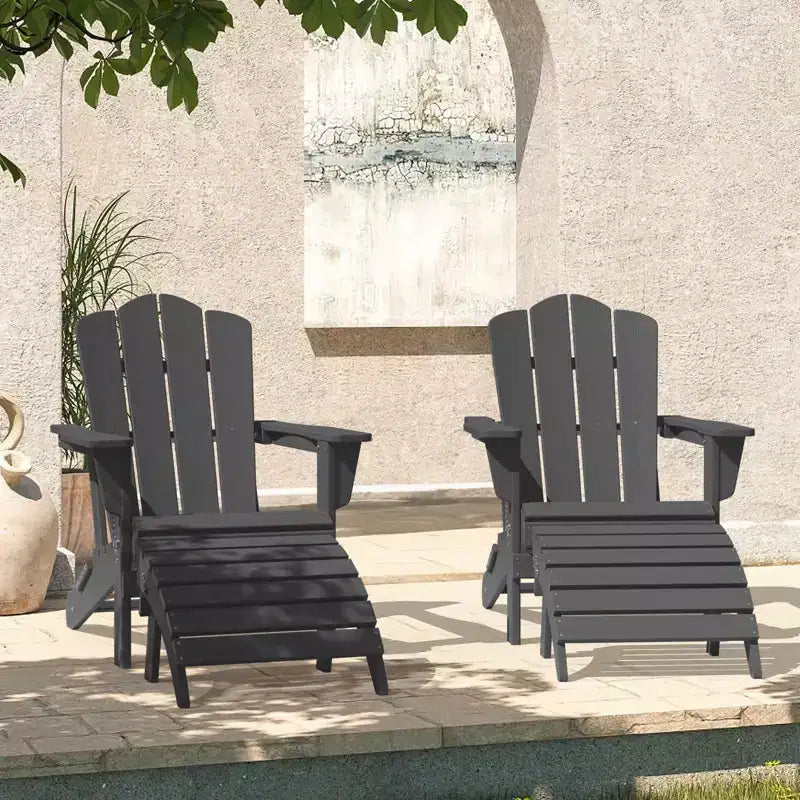 Hyleory HDPE Foldable Outdoor Folding Ottoman Patio Footrest for Adirondack Chairs