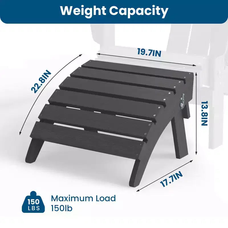 Hyleory HDPE Foldable Outdoor Folding Ottoman Patio Footrest for Adirondack Chairs