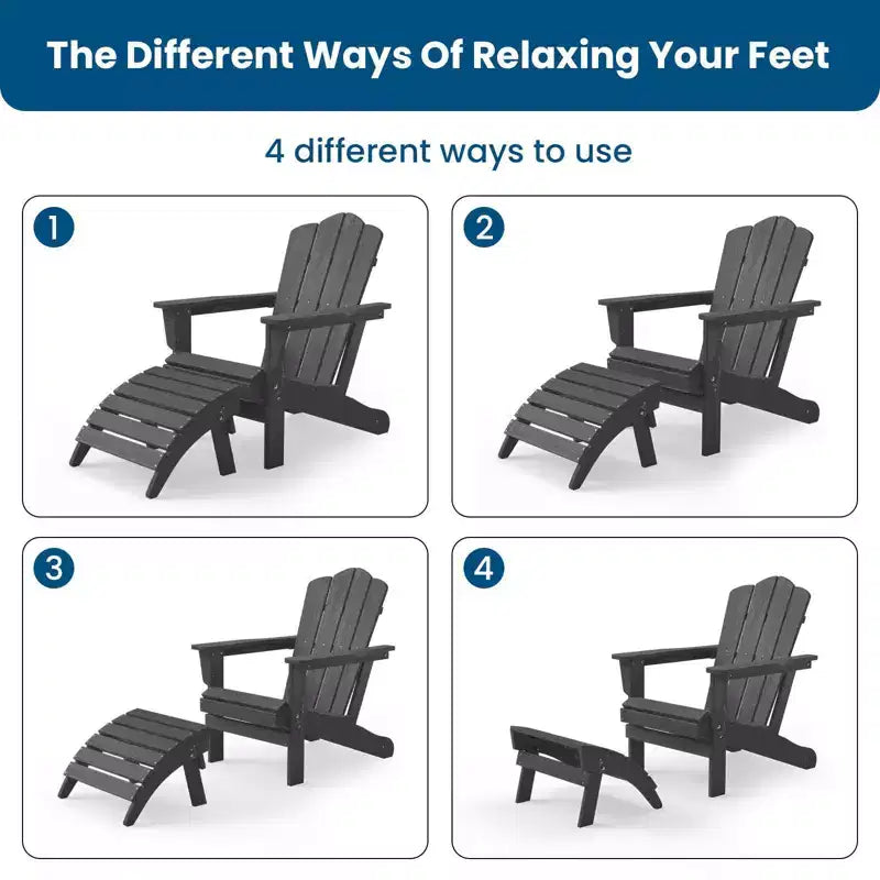 Hyleory HDPE Foldable Outdoor Folding Ottoman Patio Footrest for Adirondack Chairs