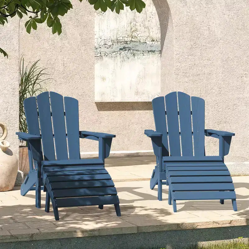 Hyleory HDPE Foldable Outdoor Folding Ottoman Patio Footrest for Adirondack Chairs