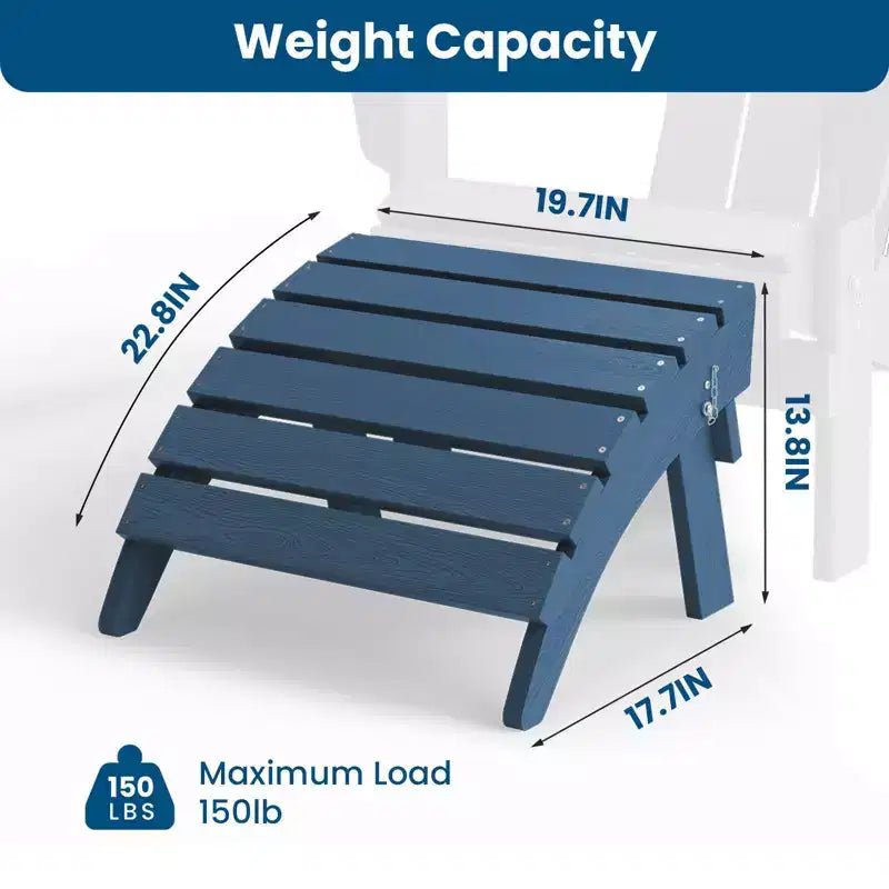 Hyleory HDPE Foldable Outdoor Folding Ottoman Patio Footrest for Adirondack Chairs