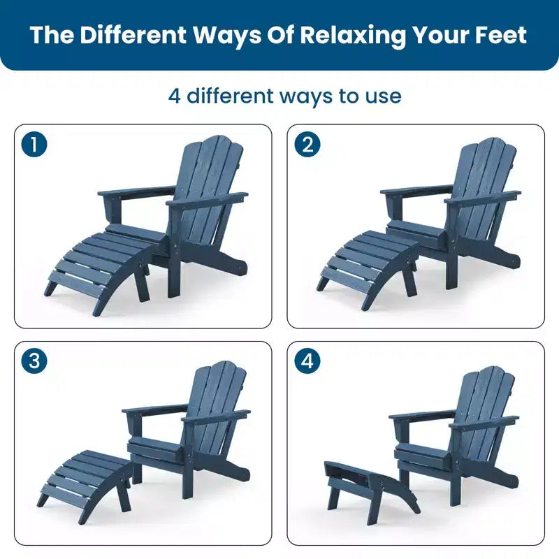 Hyleory HDPE Foldable Outdoor Folding Ottoman Patio Footrest for Adirondack Chairs