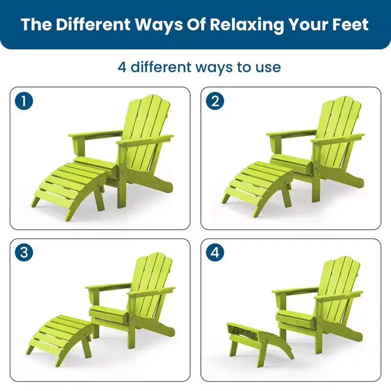 Hyleory HDPE Foldable Outdoor Folding Ottoman Patio Footrest for Adirondack Chairs