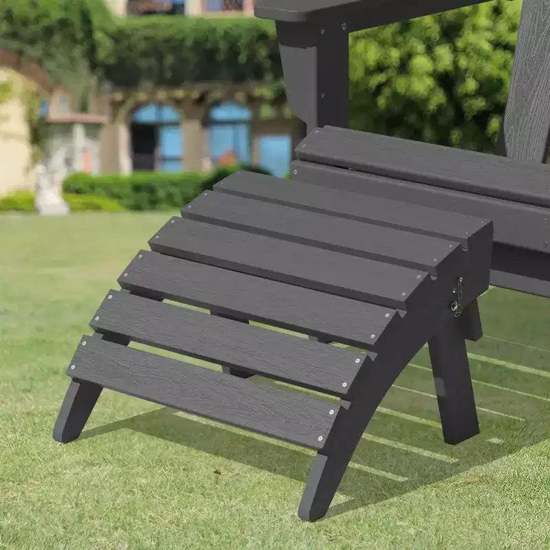 Hyleory HDPE Foldable Outdoor Folding Ottoman Patio Footrest for Adirondack Chairs