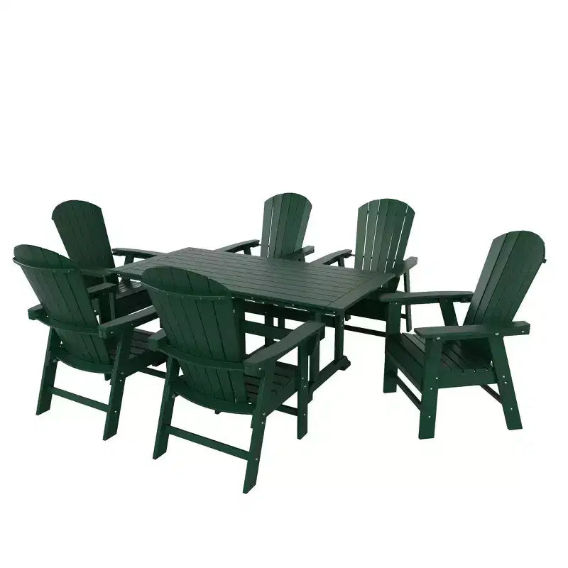 WestinTrends 7 Piece Outdoor Patio Dining Table and Adirondack Armchair Set