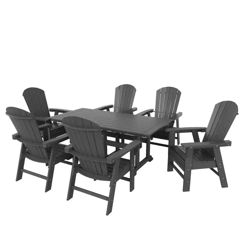 WestinTrends 7 Piece Outdoor Patio Dining Table and Adirondack Armchair Set