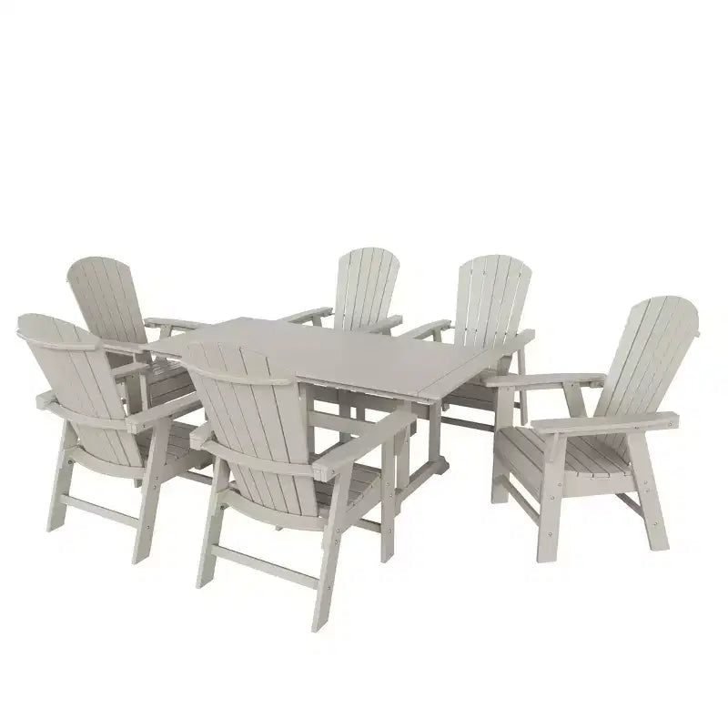 WestinTrends 7 Piece Outdoor Patio Dining Table and Adirondack Armchair Set