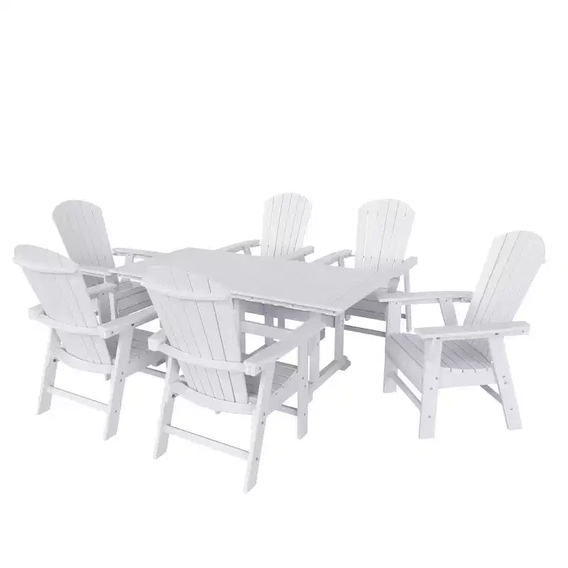 WestinTrends 7 Piece Outdoor Patio Dining Table and Adirondack Armchair Set