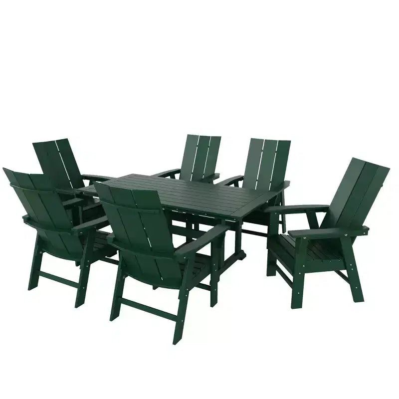 WestinTrends 7 Piece Outdoor Patio Dining Table and Modern Adirondack Armchair Set