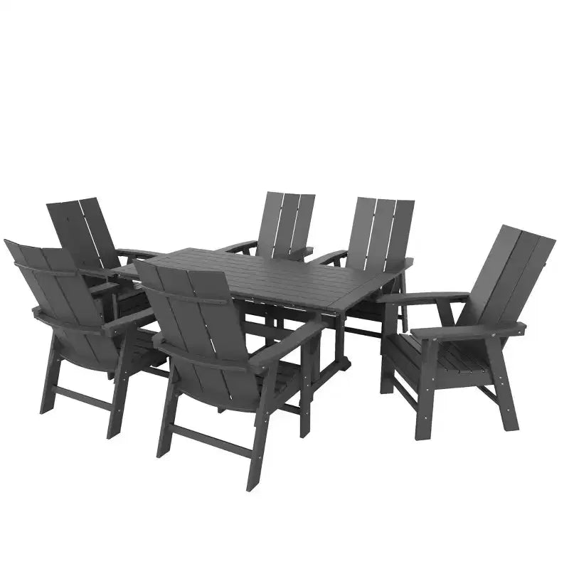 WestinTrends 7 Piece Outdoor Patio Dining Table and Modern Adirondack Armchair Set