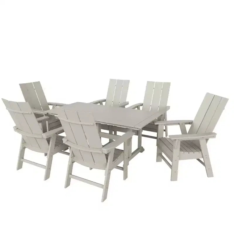 WestinTrends 7 Piece Outdoor Patio Dining Table and Modern Adirondack Armchair Set