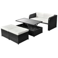 vidaXL Salon de jardin 4 pièces avec table en rotin