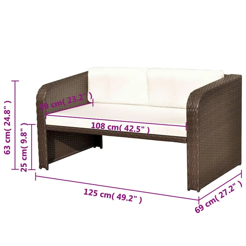 vidaXL Salon de jardin 4 pièces avec table en rotin