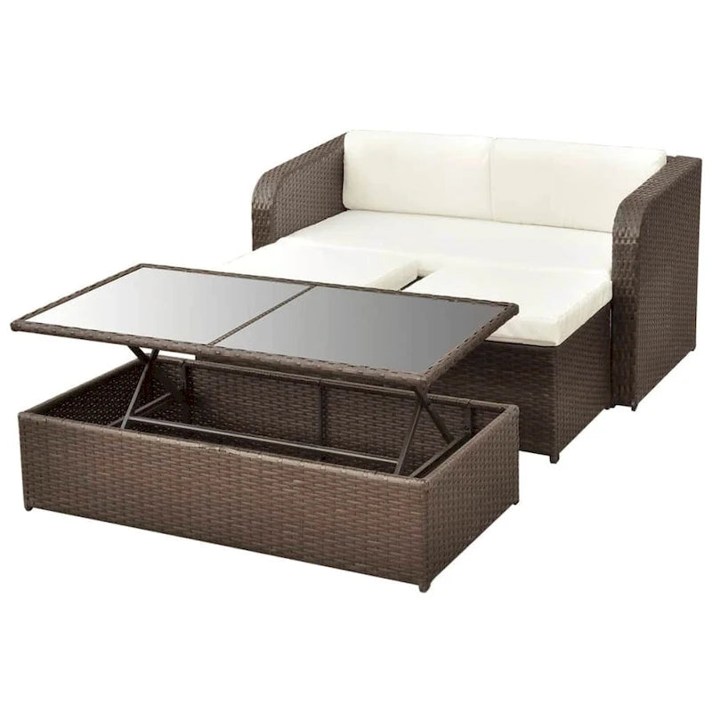 vidaXL Salon de jardin 4 pièces avec table en rotin