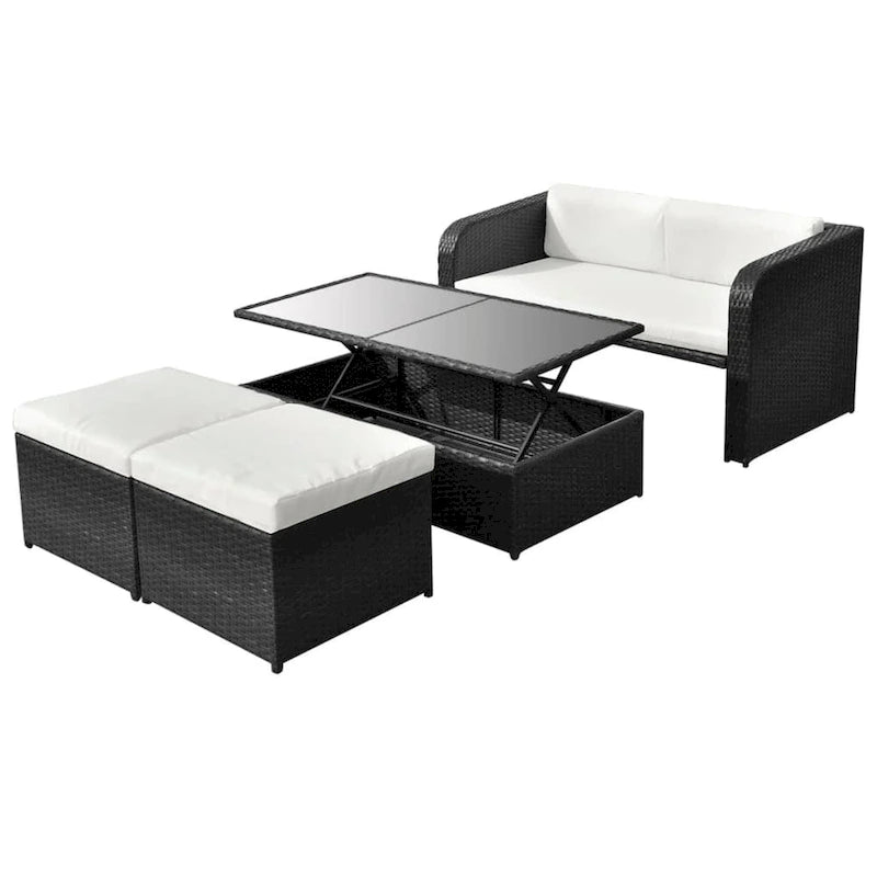 vidaXL Salon de jardin 4 pièces avec table en rotin