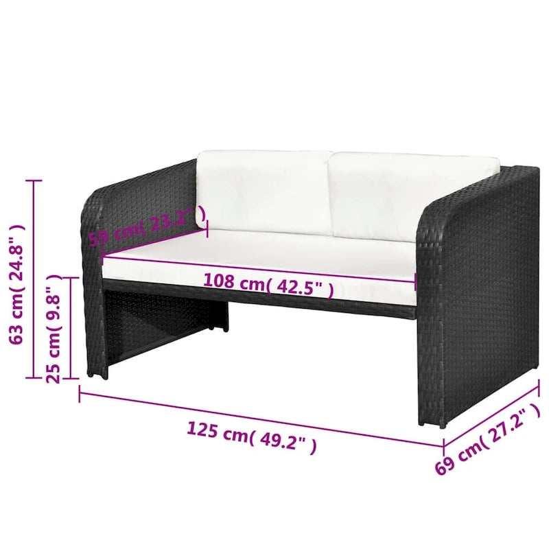 vidaXL Salon de jardin 4 pièces avec table en rotin
