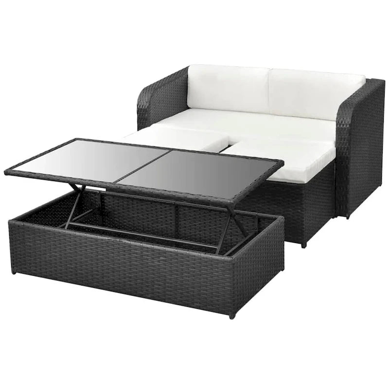 vidaXL Salon de jardin 4 pièces avec table en rotin