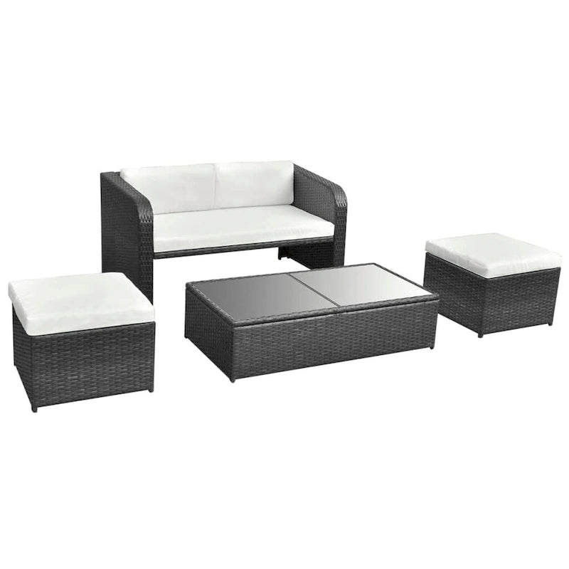 vidaXL Salon de jardin 4 pièces avec table en rotin