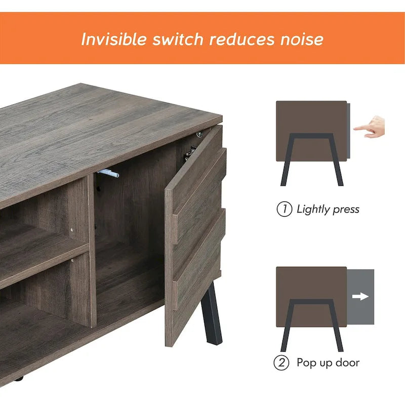 Meuble TV WAMPAT Mid-Century, console TV en bois pour téléviseurs jusqu'à 55 - 42 pouces