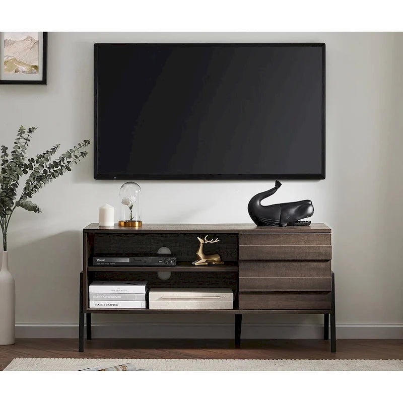Meuble TV WAMPAT Mid-Century, console TV en bois pour téléviseurs jusqu'à 55 - 42 pouces