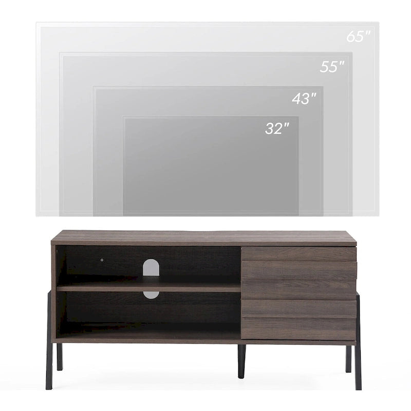 Meuble TV WAMPAT Mid-Century, console TV en bois pour téléviseurs jusqu'à 55 - 42 pouces