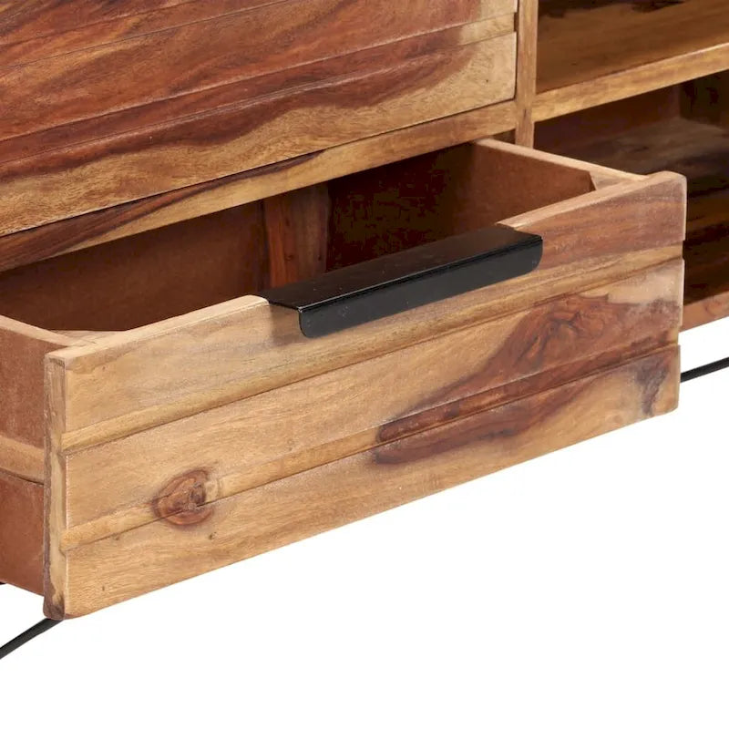 vidaXL Meuble TV 140x28x47 cm Bois massif de Sesham
