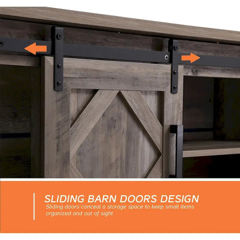 Wampat Farmhouse Sliding Barn Door Wood TV Stand / Storage Cabinet