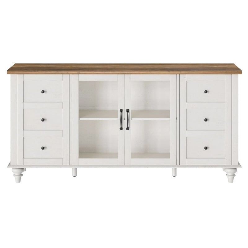 Meuble TV WAMPAT style ferme avec portes vitrées, pour téléviseurs jusqu'à 110 pouces, meuble de rangement moderne
