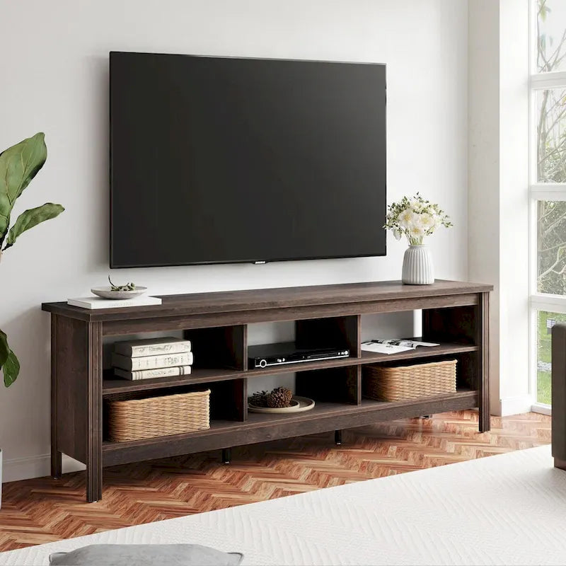 Meuble TV pour Télévision 75 Pouces, Meuble TV en Bois avec Rangement, 70