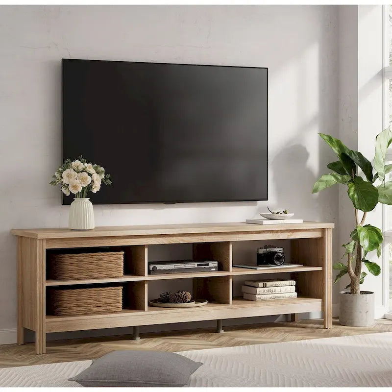 Meuble TV pour Télévision 75 Pouces, Meuble TV en Bois avec Rangement, 70