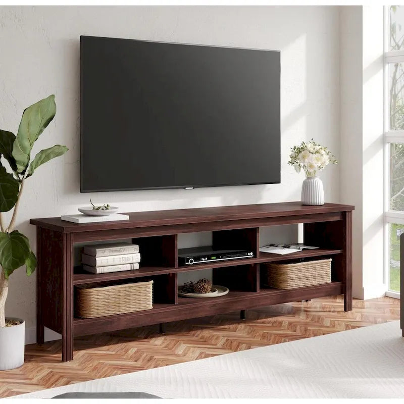 Meuble TV pour Télévision 75 Pouces, Meuble TV en Bois avec Rangement, 70