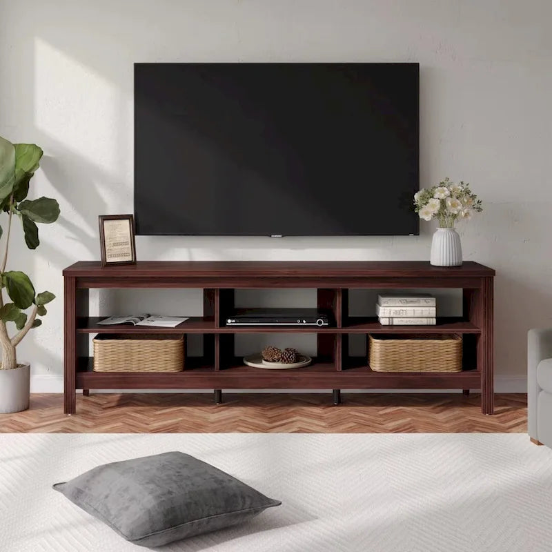 Meuble TV pour Télévision 75 Pouces, Meuble TV en Bois avec Rangement, 70