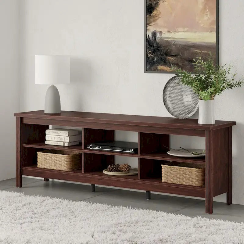 Meuble TV pour Télévision 75 Pouces, Meuble TV en Bois avec Rangement, 70