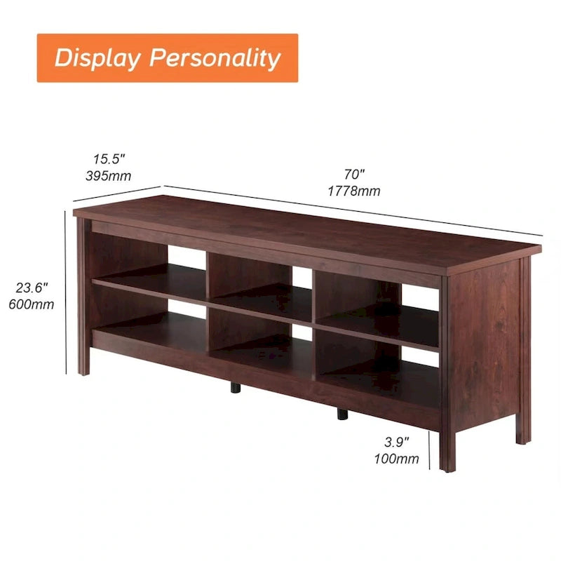 Meuble TV pour Télévision 75 Pouces, Meuble TV en Bois avec Rangement, 70