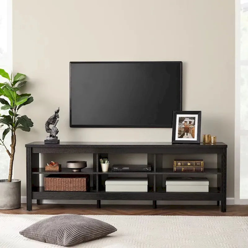 Meuble TV pour Télévision 75 Pouces, Meuble TV en Bois avec Rangement, 70