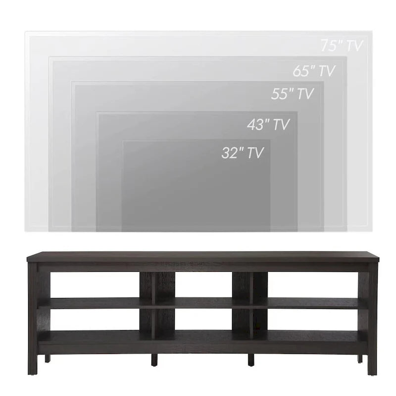Meuble TV pour Télévision 75 Pouces, Meuble TV en Bois avec Rangement, 70
