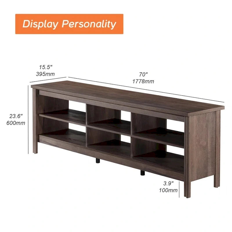Meuble TV pour Télévision 75 Pouces, Meuble TV en Bois avec Rangement, 70