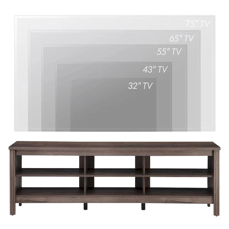Meuble TV pour Télévision 75 Pouces, Meuble TV en Bois avec Rangement, 70