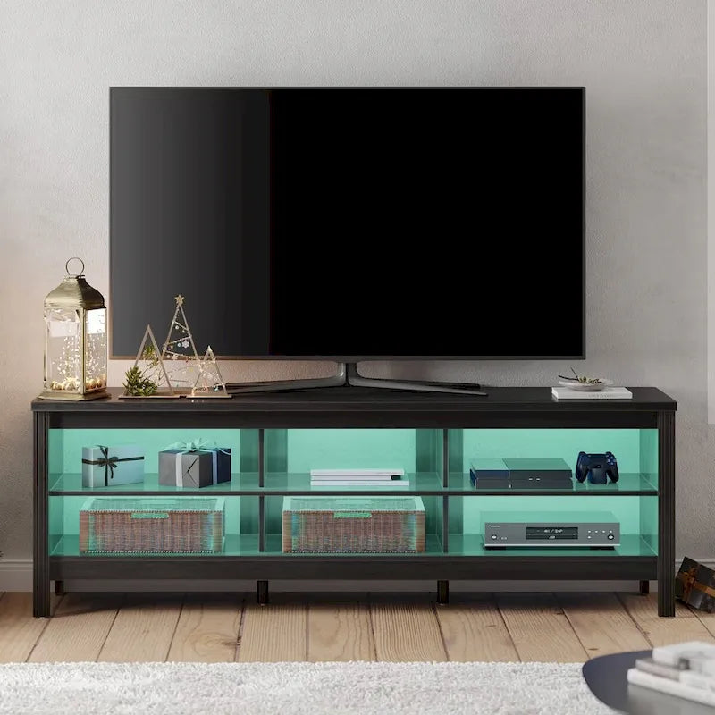 Meuble TV pour Télévision 75 Pouces, Meuble TV en Bois avec Rangement, 70