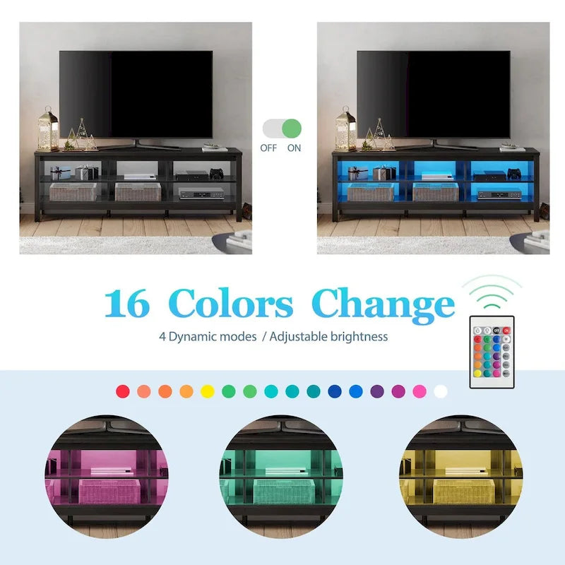 Meuble TV pour Télévision 75 Pouces, Meuble TV en Bois avec Rangement, 70