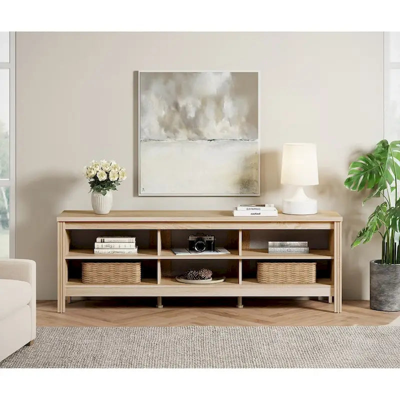Meuble TV pour Télévision 75 Pouces, Meuble TV en Bois avec Rangement, 70