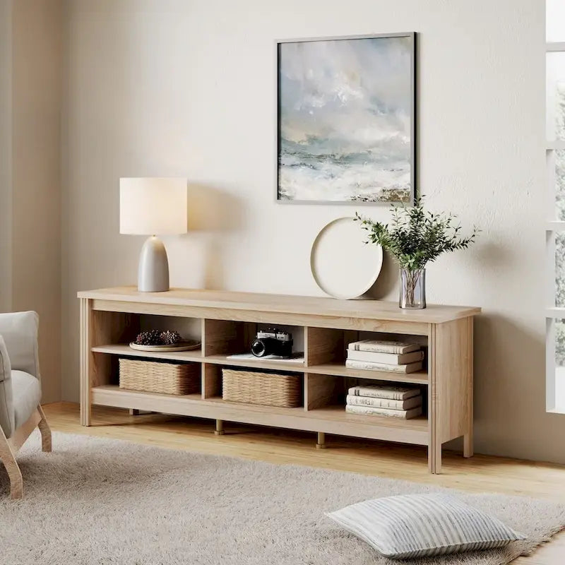 Meuble TV pour Télévision 75 Pouces, Meuble TV en Bois avec Rangement, 70