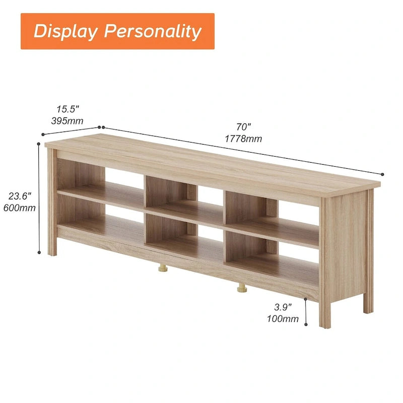 Meuble TV pour Télévision 75 Pouces, Meuble TV en Bois avec Rangement, 70