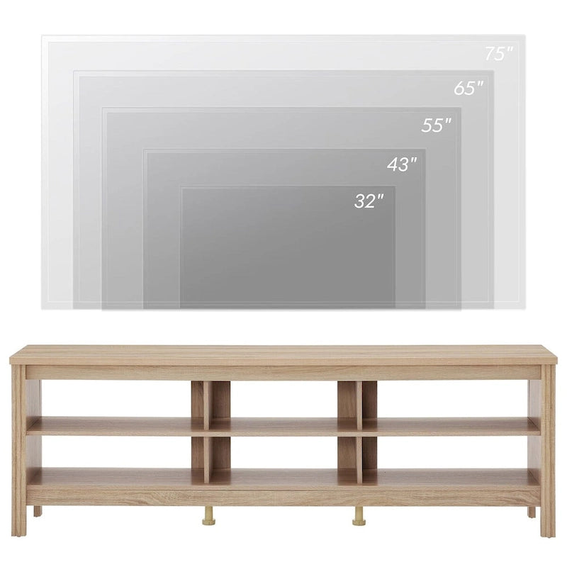Meuble TV pour Télévision 75 Pouces, Meuble TV en Bois avec Rangement, 70